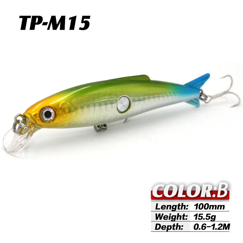 TacklePRO M15 идеальная приманка для ловли гольяна 100 мм/15,5 г плавающая искусственная жесткая приманка воблер, щука тройные басовые крючки - Color: B
