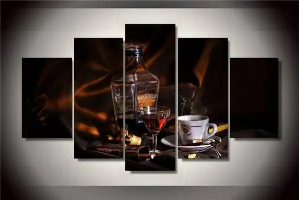HD печатная винная картина кофе &quotсигара&quot на холсте украшение комнаты печать