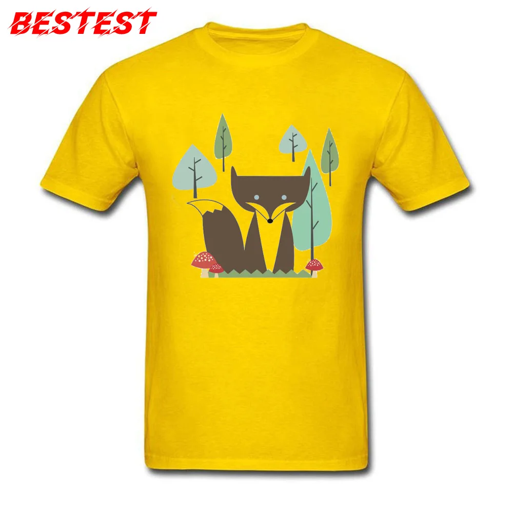 Мужская футболка с лисой серые повседневные Простые футболки принтом леса
