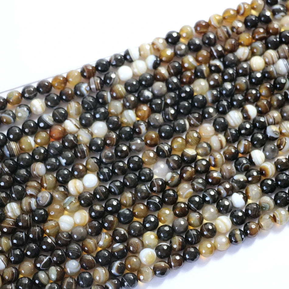 

Natural gray brown Fringe agat carnelian onyx stone 6mm 8mm 10mm 12mm faceted round loose beads making gift A14