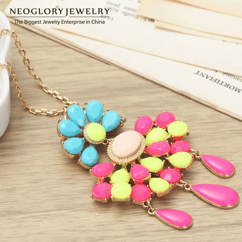 Светильник Neoglory желтое золото полимер лак цветные Длинные подвески ожерелья для