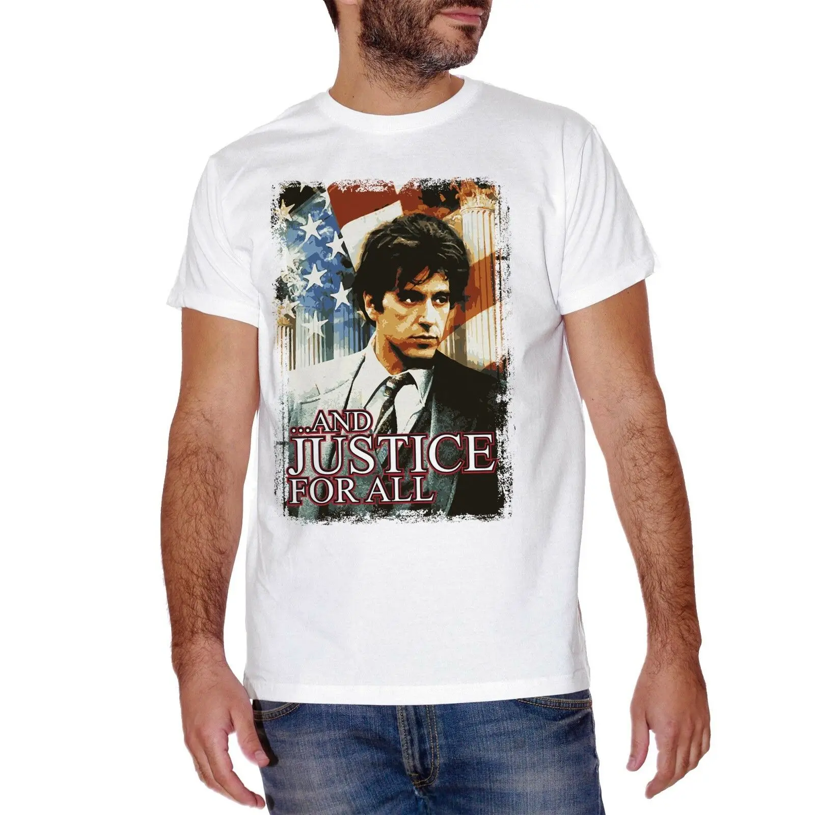 Футболка CUC JUSTICE FOR ALL MOVIE AL PACINO PADRINO GOODFATHER SCARFACE SERPICO новая футболка со скидкой