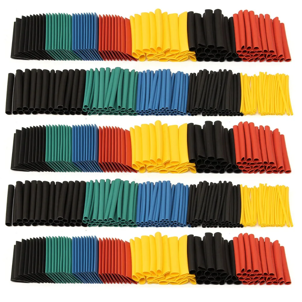 Assorted Polyolefin 2:1 Heat Shrink Tubing Tube Wire Cable Sleeve 5 Colors 8 Size Halogen-Free Heatshrink Tubes 280pcs/lot | Обустройство