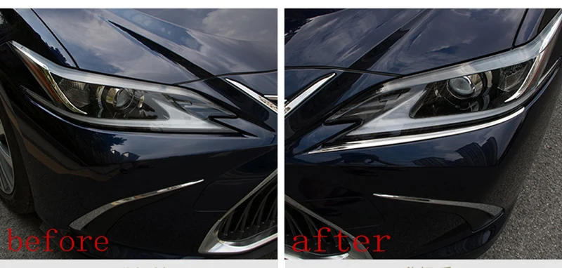 

For lexus ES200 ES260 ES300h 2018 stainless steel Front Headlight Eyelids Eyebrow Strip Cover Trim 2pcs Car styling accessories