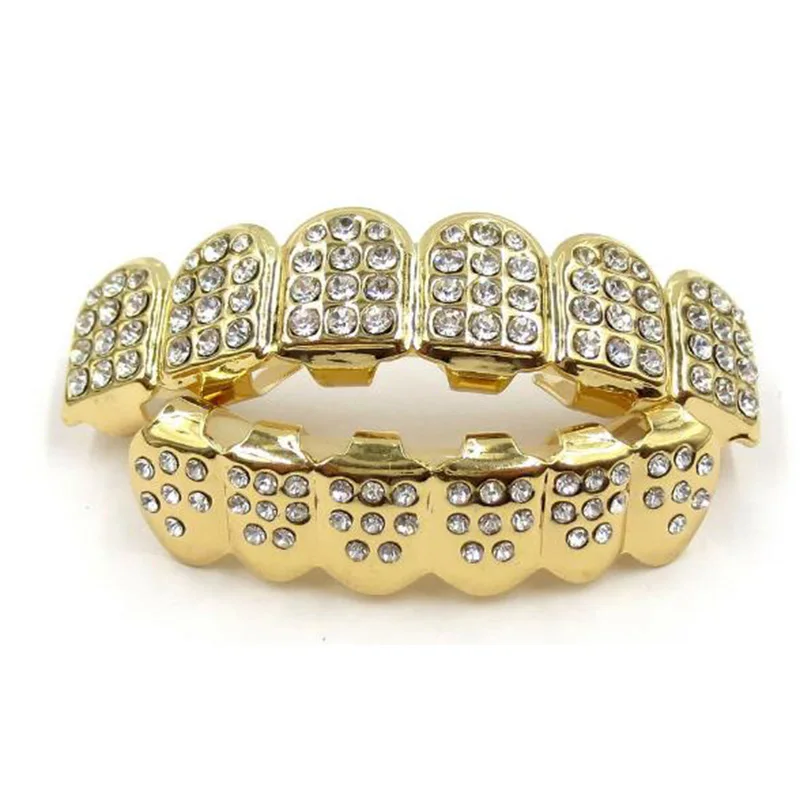 1 компл. Хип-хоп Топ и низ зубы Grillz хип-хоп Золото Серебро Iced Out CZ зубы Grillz Топ низ Bling для мужчин и женщин ювелирные изделия
