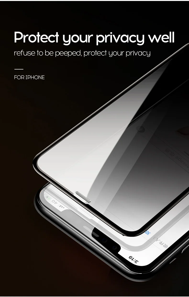 Антибликовый 11D закаленное Стекло Экран для iPhone X XR XS MAX 6 7 8 plus против подсматривания небьющиеся линзы с уровнем твердости 9 H из закаленного стекла