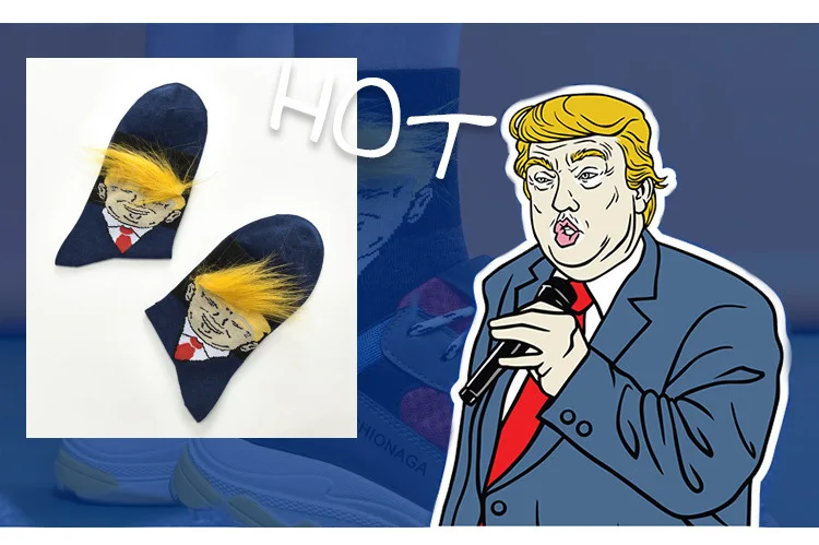 Trump носки желтые поддельные волосы Бернар "Берни" Сандерс носки мужские пара США выбор Дональд Джон Трамп