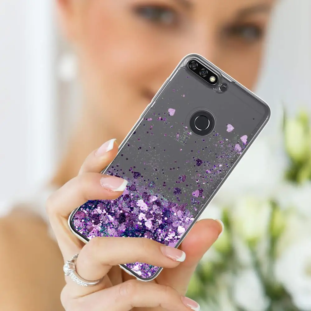 purple Huawei Honor V20 Блестящий Жидкий чехол для huawei Honor View 20 V20 силиконовый чехол динамическая Qicksand Звезда Любовь Сердце задняя крышка - Цвет: purple