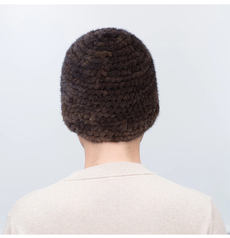 Middle-aged men's mink hat winter warm ear protectors double-sided blister woven fur hat men