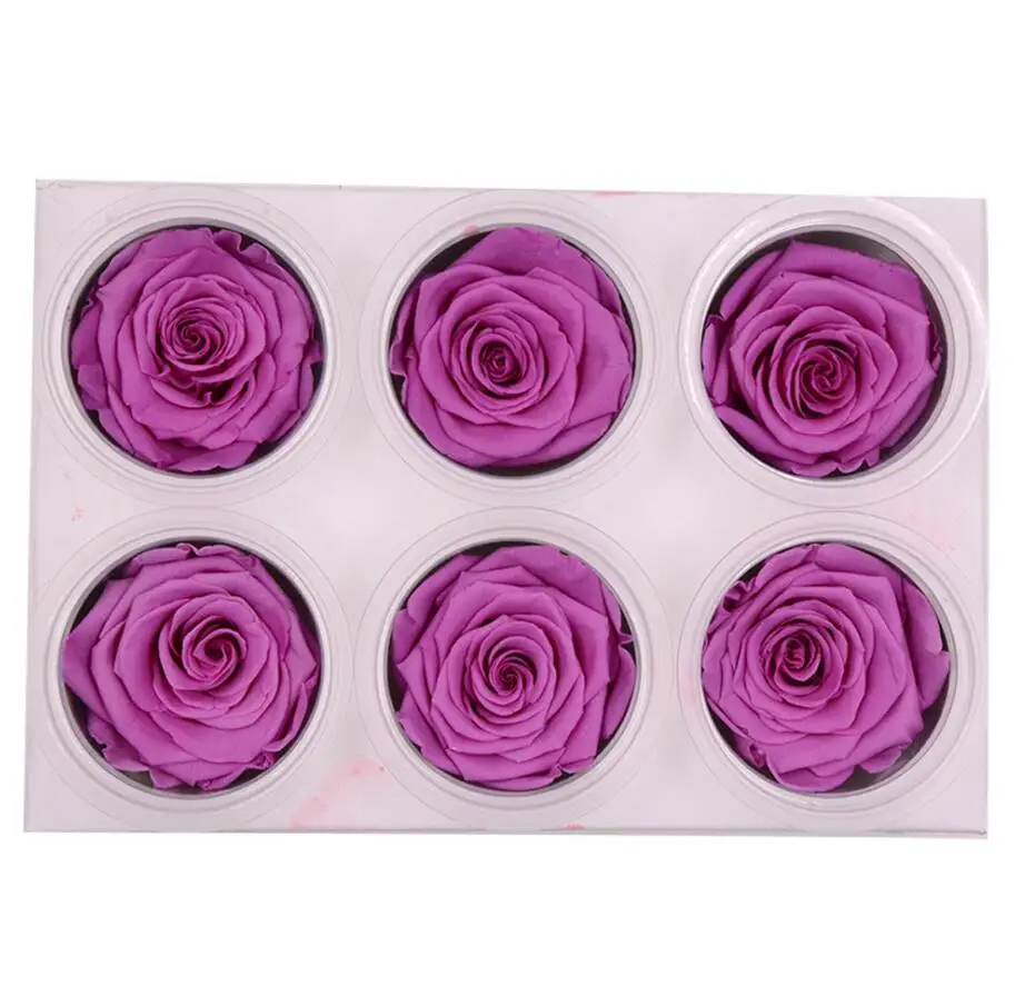 

6pcs A Grade 5-6cm Preserved Rose Flowers with Box For Wedding Party Birthday Valentine's Day Gift Favors DIY Bouquet Material