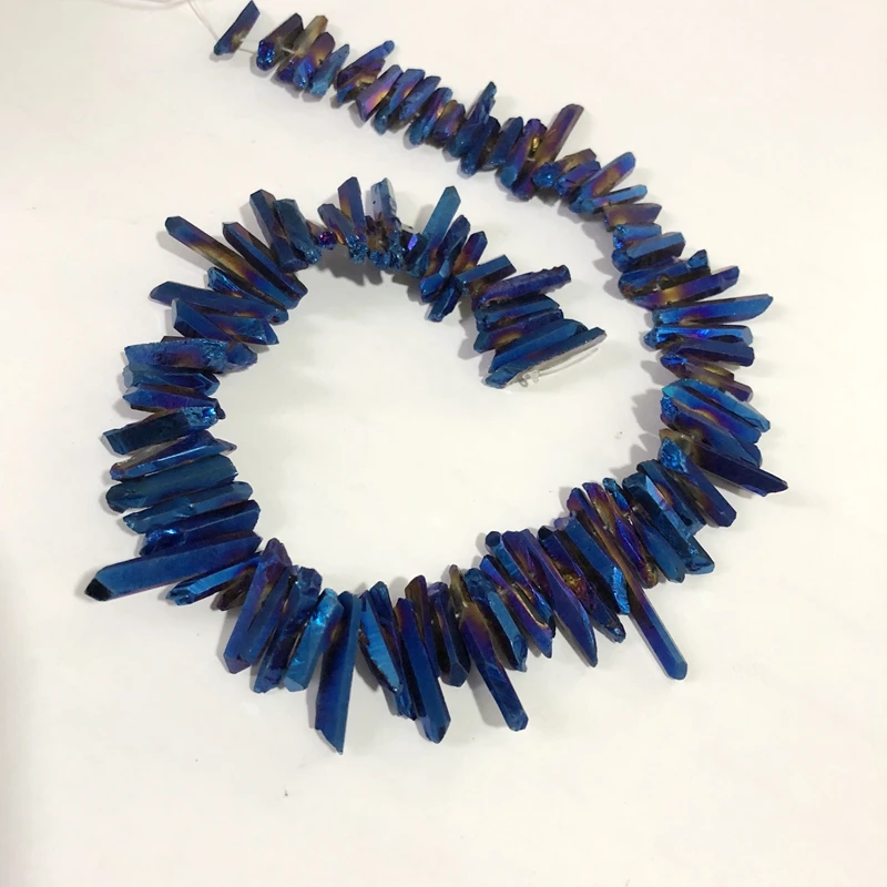 Titanium Coatting Aura Quartz Crystal Point AA Bulk Beads Raw Small Chips Points Top Drilled Spike Stick 16&quot | Украшения и