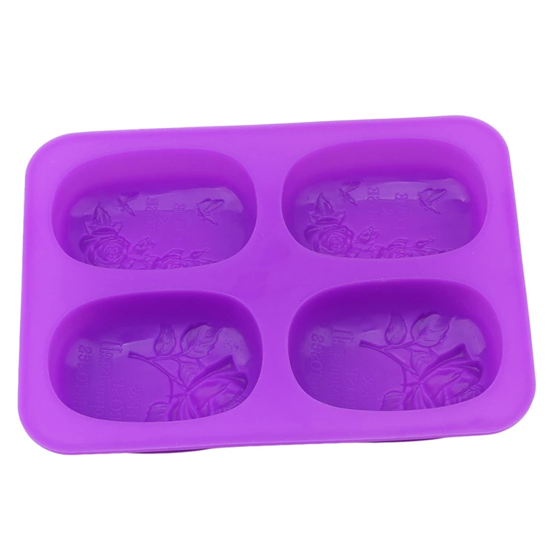 Силиконовая форма для мыла с 4 отверстиями в форме розы и бабочки помадки 3D цветка