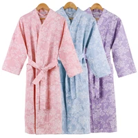 100 cotton bath robe dressing gown women solid double deck gauze sleepwear lounge bathrobe peignoir nightgowns lovers robes