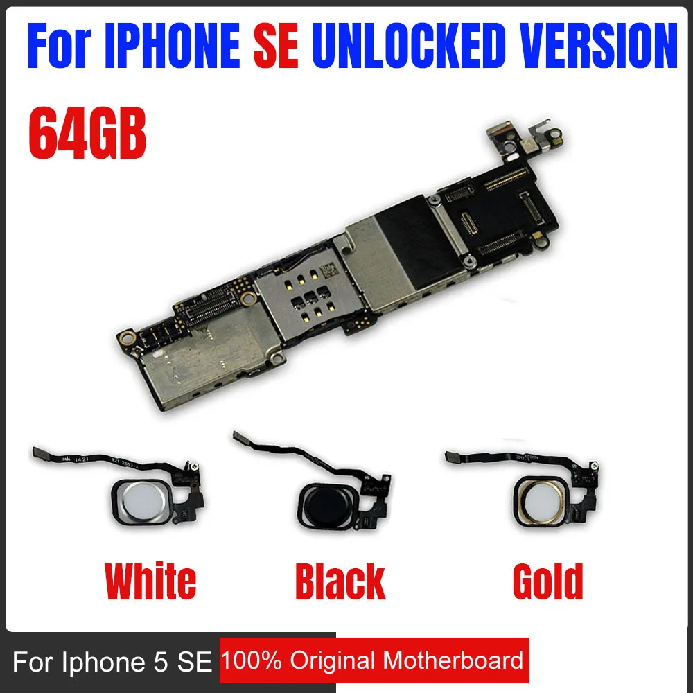 Бесплатный iCloud для iphone SE материнская плата без/с Touch ID оригинальная разблокированная материнская плата с системой IOS 64gb