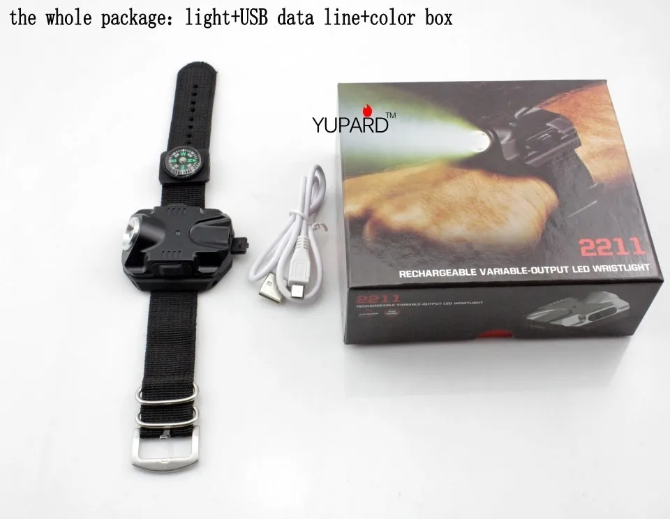 YUPARD Новое поступление Q5 светодиодный наручные часы перезаряжаемый фонарик usb зарядка модель на запястье тактический фонарик