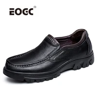 plus size men boots top quality genuine leather slip on ankle boots shoes comfortable fashion platform men shoes