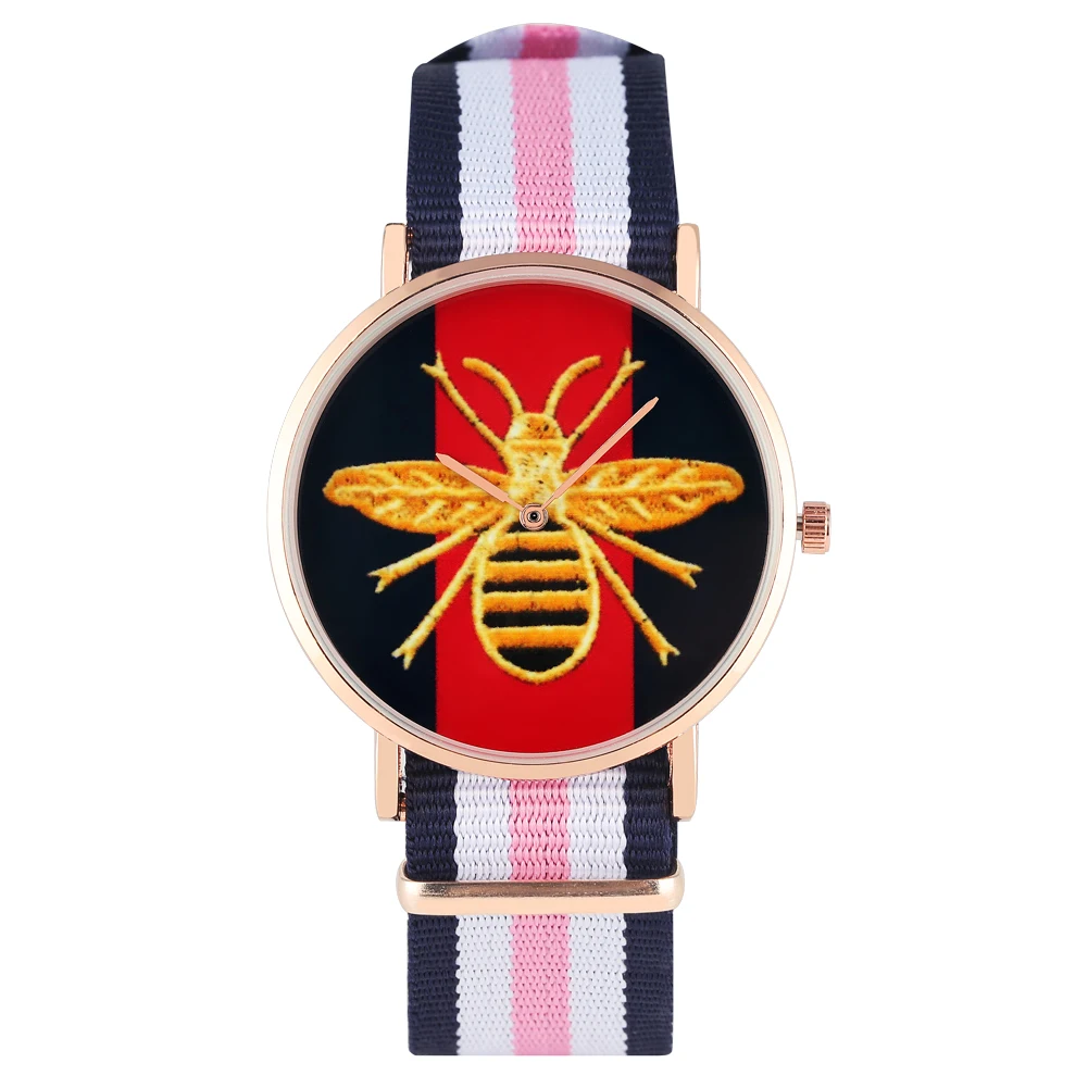 Blue White Pink Портативные часы с нейлоновым ремнем для женщин, классические часы с узором в виде вазы для девушек, Модные Кварцевые аналоговые наручные часы для женщин - Цвет: Blue White Pink