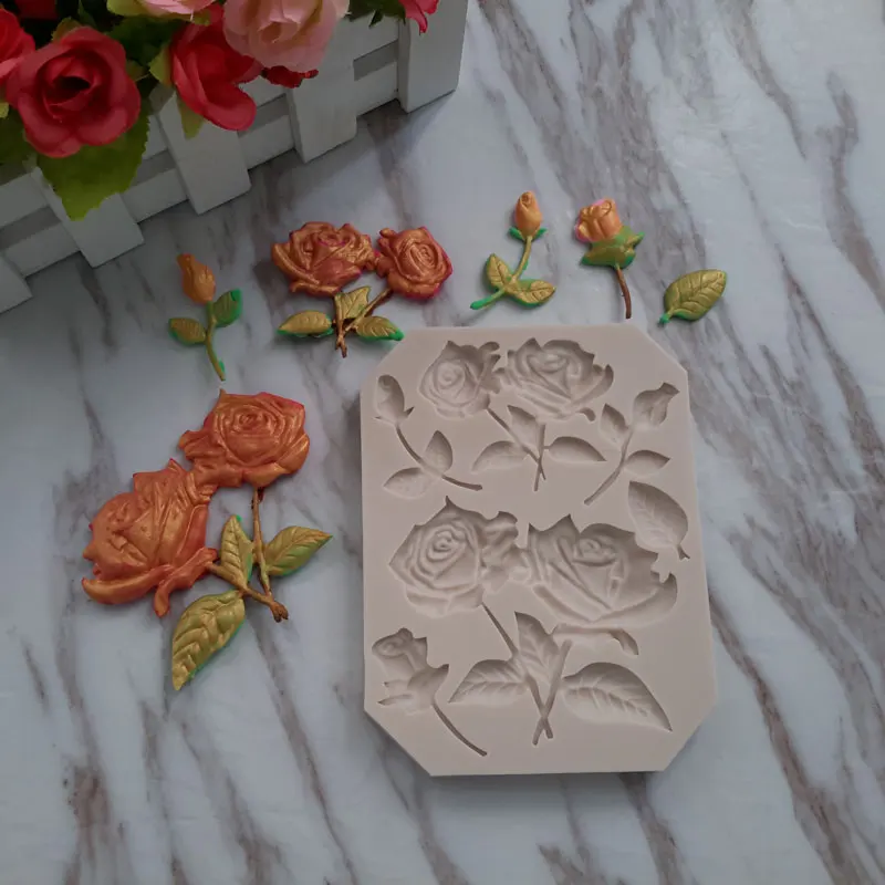 Силиконовая форма для украшения тортов стебли розы птицы и цветы|silicone mold|gumpaste