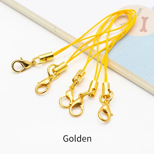 Golden 100 шт. веревка для мобильного телефона застежка-карабин Золотой шнурок Diy аксессуары ручной работы соединитель застежка-крючок изготовление - Цвет: Golden