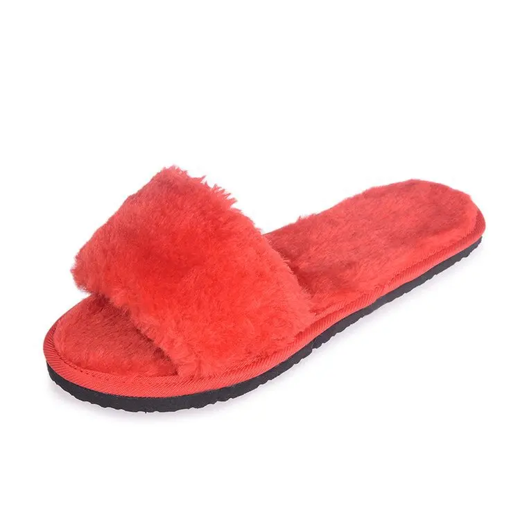 Дамские тапочки zapatos mujer женские слипоны ползунки пушистого искусственного меха