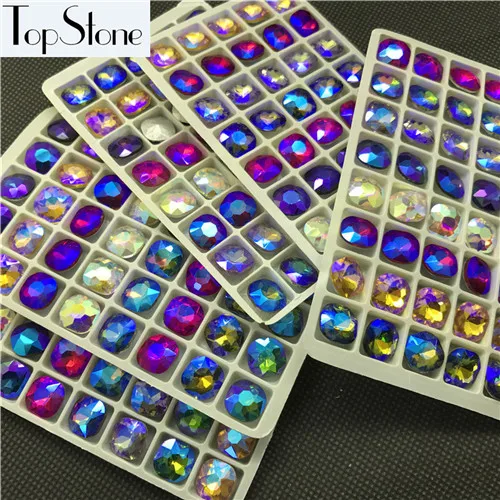 mix ab TopStone все цвета AB 40 шт 12 мм классический толстый квадратный точечный камень необычные стеклянные кристаллы для изготовления ювелирных изделий - Цвет: mix ab