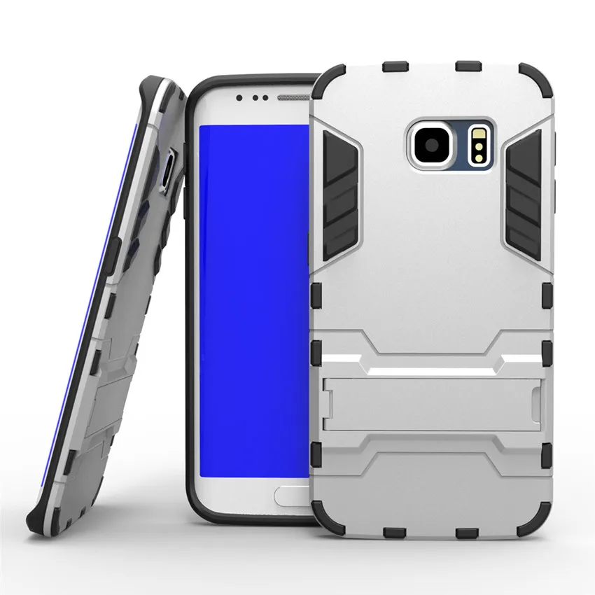 Case for Samsung Galaxy S6 Edge Hybrid Dual Heavy Duty 2 in 1 Armor Cover G9250 Phone Bags With Kickstand |