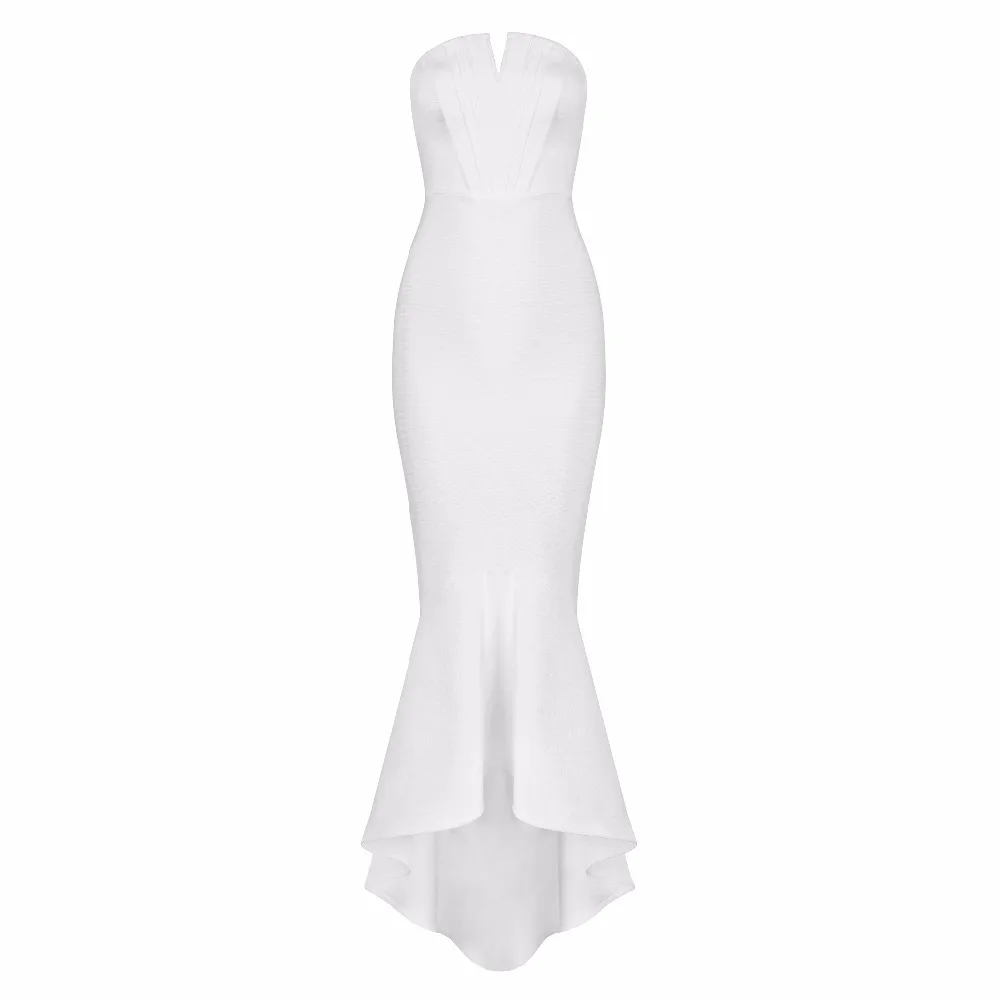 Горячая леди Элегантный без бретелек Белый Русалка Бандажное платье 2018