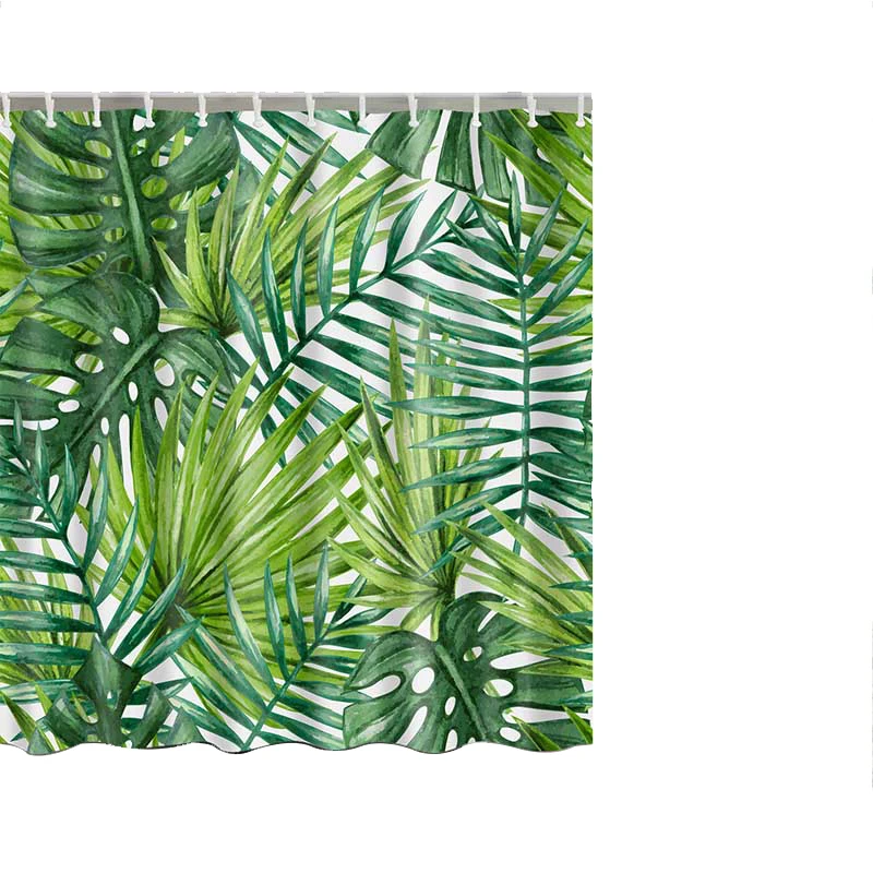 Зеленые тропические растения занавески для душа s ванная комната полиэстер