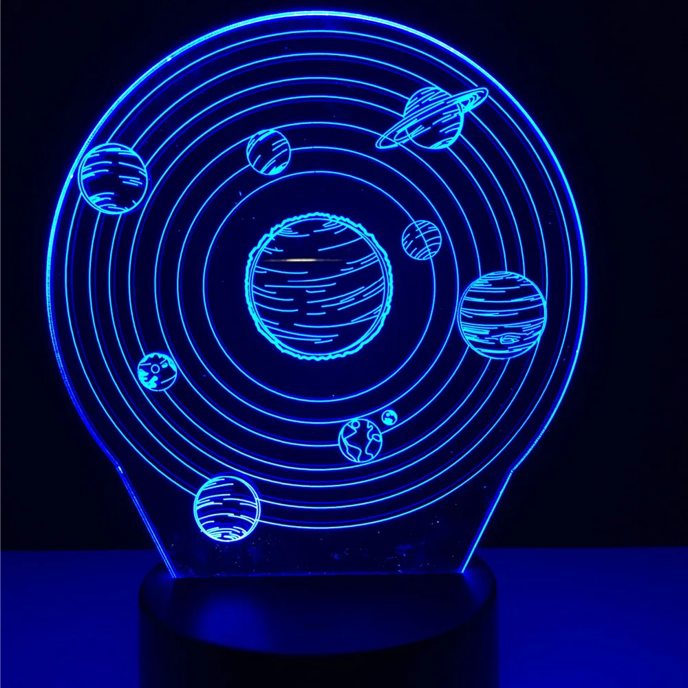 Креативные 3D RGB Иллюзия Вселенная планеты светодиодные ночники видения