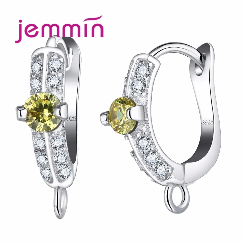 

New Arrival Women Party Jewelry Accessories 925 Sterling Silver Earrings With AAA Round Crystal DIY Earrings Findings