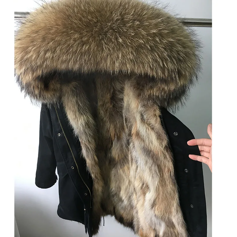 Серый Куртка из натурального Лисьего меха серого цвета Maomaokong, модное пальто из натурального меха для женщин, Длинные парки, черная зимняя парка - Цвет: Серый