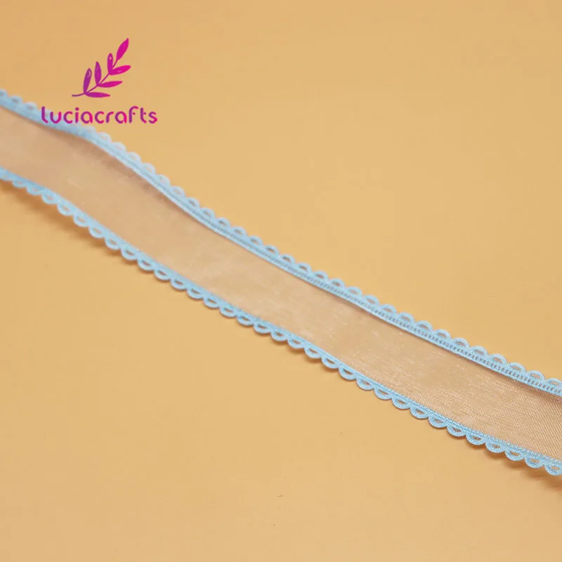 Blue Lucia crafts 25 мм органза кружевная Лента Сделай сам для упаковки волос бант отделка шитье лента украшение Материал 5 ярдов/партия P0401 - Цвет: Blue