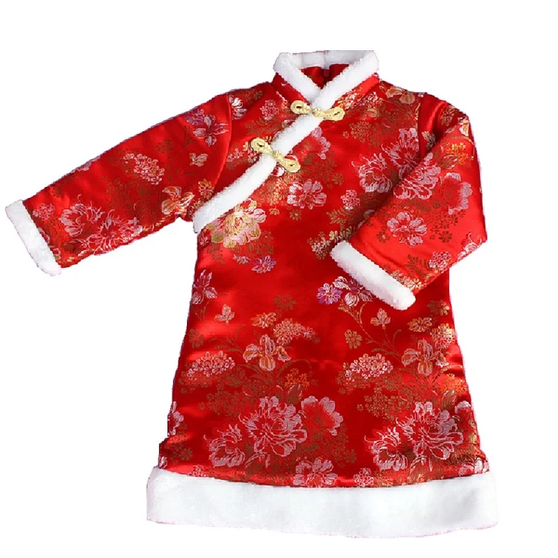 

Winter Chidren Girl Quilted Jackets China Traditional Qipao Tang Dress New Year Costume