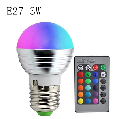 E27 3W 110 В 220 В E27 RGB светодиодный светильник 5 Вт 10 Вт 15 Вт RGB лампада сменная цветная светодиодная лампа RGBW с ИК-пультом дистанционного управления+ режим памяти - Испускаемый цвет: E27 3W