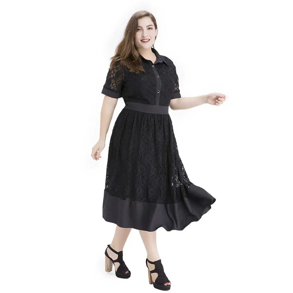 Женское кружевное платье Boho Черное длинное вечернее большого размера 5XL 6XL 7XL