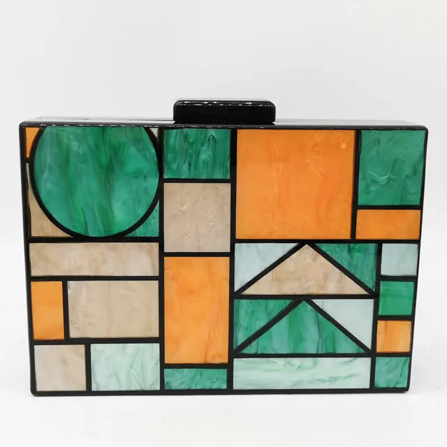 Green Acrylic Clutch Бутик De FGG зеленый геометрический для женщин акриловая коробка клатч вечерние сумки жесткий чехол на цепочке плечо сумки и кошельки - Цвет: Green Acrylic Clutch