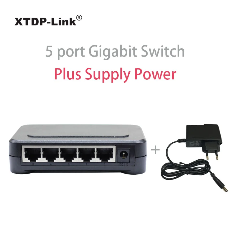 Сетевые коммутаторы завод США ЕС вилка ноутбук 5 портов Gigabit Ethernet коммутатор Самый дешевый 5 портов s коммутатор 10/100/1000 - Цвет: plastic with power