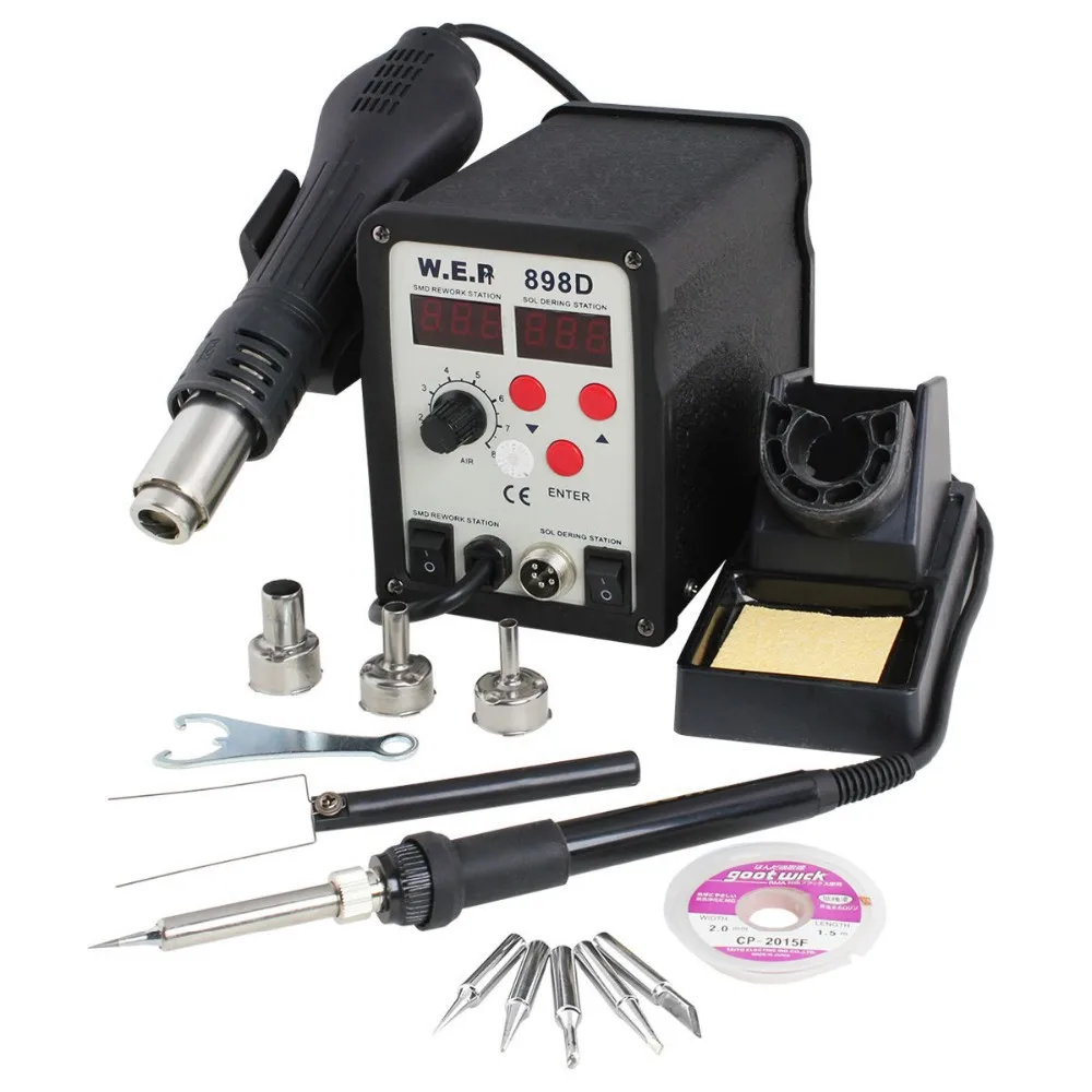 

898D SMD Hot air Mini Soldering Station rework station Soldering iron Station
