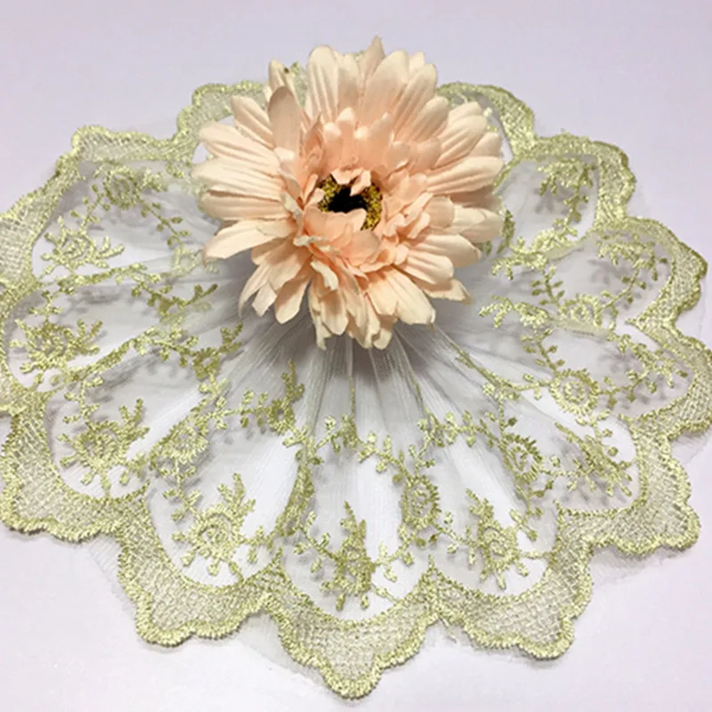 2 ярда вышивка золотая нить сетка африканская кружевная ткань аксессуары сделай