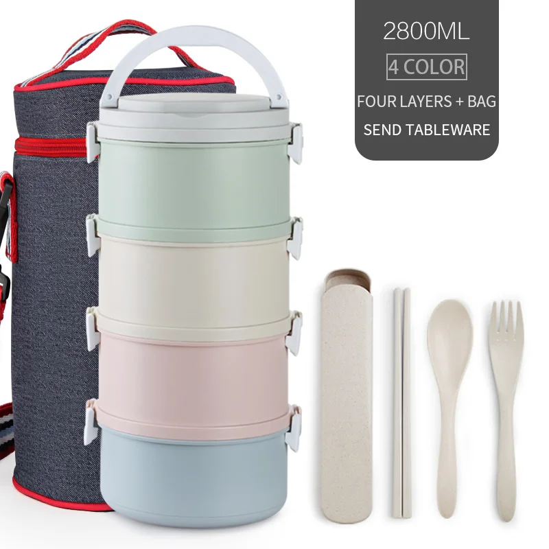 4 Layer Set WORTHBUY японский микроволновый пластиковый Ланч-бокс для детей Bento box портативный герметичный Bento Ланч-бокс контейнер для еды - Цвет: 4 Layer Set