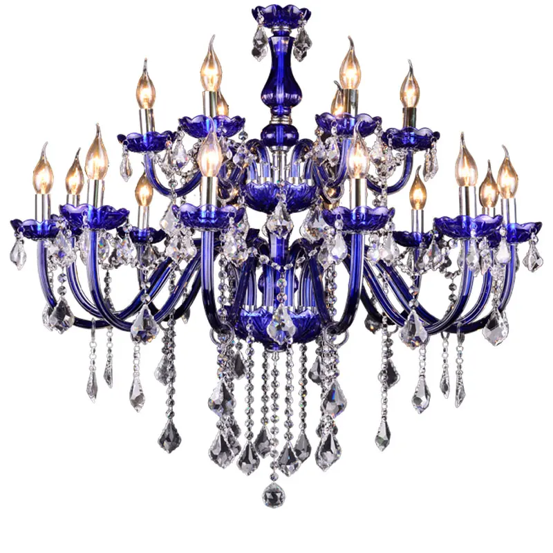 

Modern Chandeliers Blue Crystal Chandelier Bar Coffee Shop Decor Lamp De Cristal Lustre Glass Crystals For Chandelier Lampadari