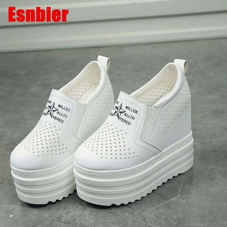

Women Sneakers Fashion Women Height Increasing Breathable slip on Wedges Sneakers Platform Shoes Pu leather Woman Casual Shoes