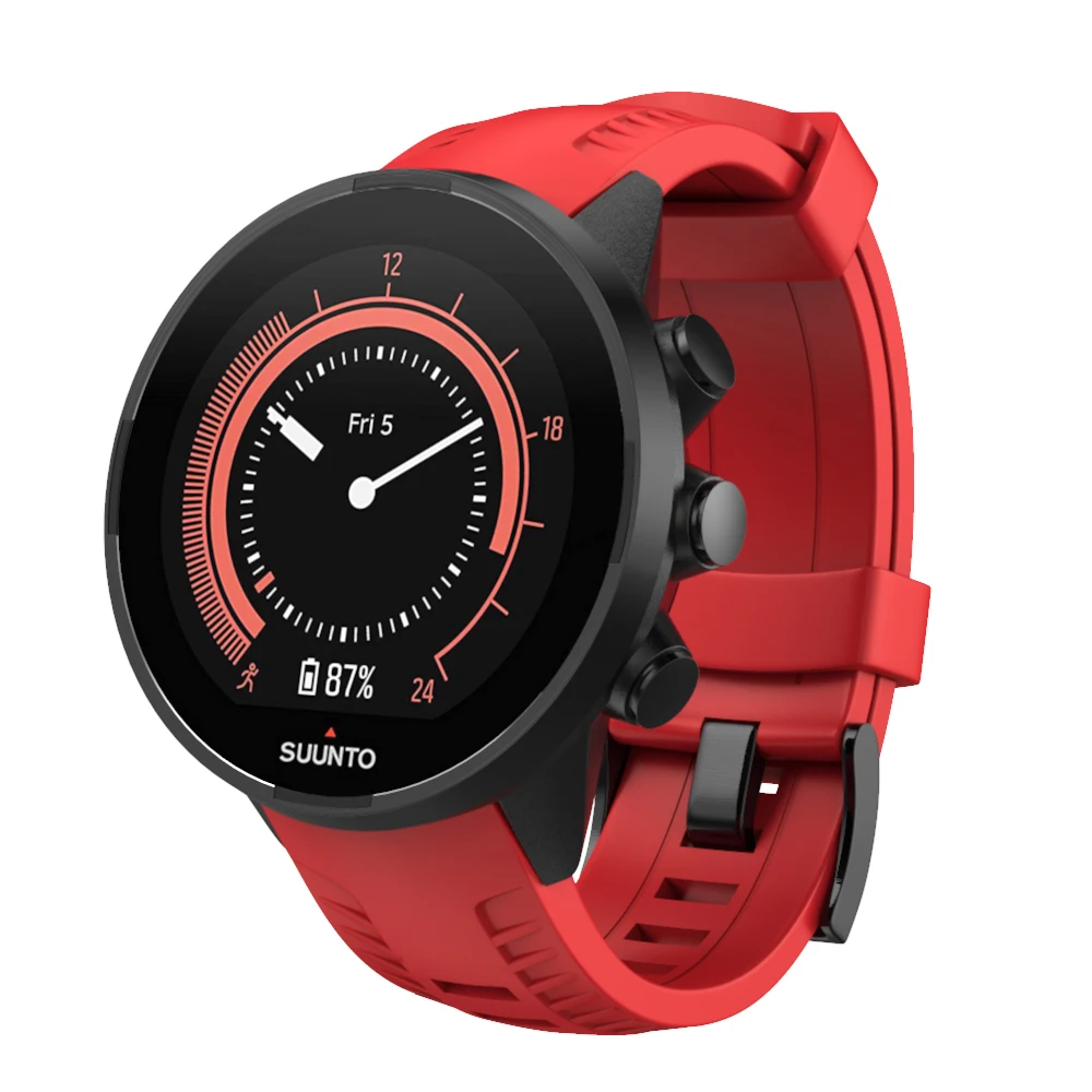 Для Suunto 9/Suunto 9 Brao открытый силиконовый ремешок для часов Ремешок с черной пряжкой быстросъемная резиновая Замена для Suunto 9/9 Brao
