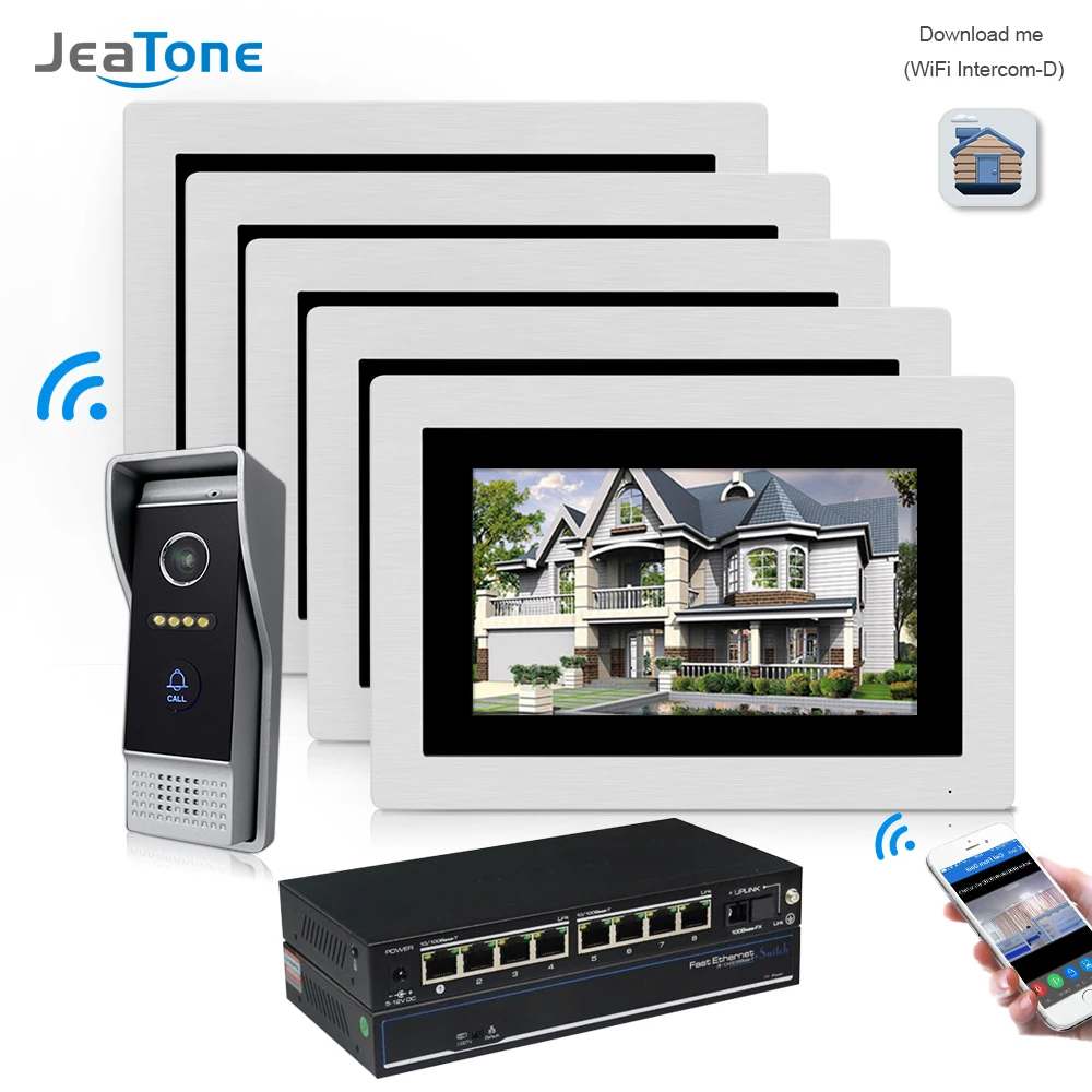 7 ''wifi IP видео домофон беспроводной дверной звонок домашняя квартира система контроля доступа сенсорный экран Обнаружение движения 1-5