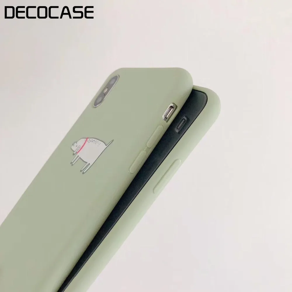 DECOCASE Brief Summer Soft Silicone Green Cartoon Women Men Couple Phone Cases for iPhone 6 6s 7 8 Plus X XR XS Max Mobile Cover |