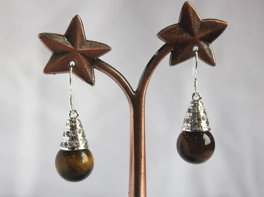 

beautiful & high quality 12mm tiger eye bead hook earring