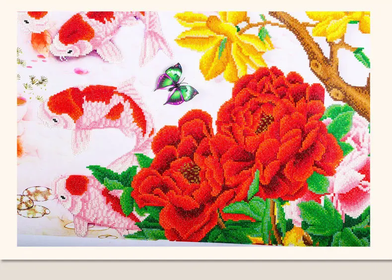 DIY 5D алмазной вышивки, Алмазная мозаика, особой формы, 9 Карпов, пион, алмазная живопись, вышивка крестиком, украшение, подарок