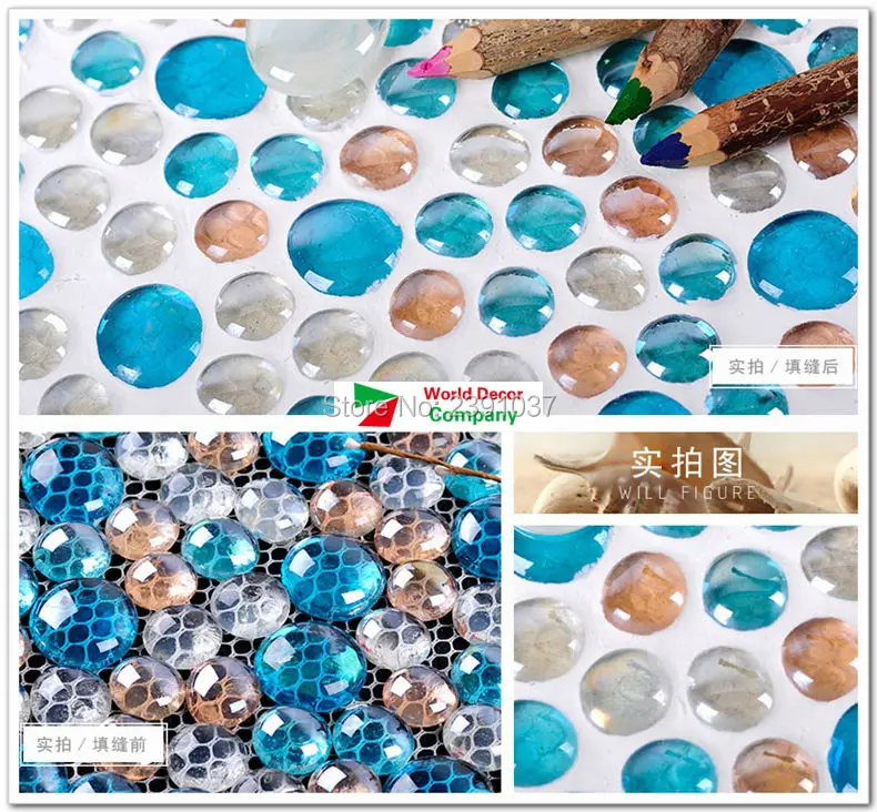 Стеклянная мозаичная плитка в средиземноморском стиле радужная фарфоровая для