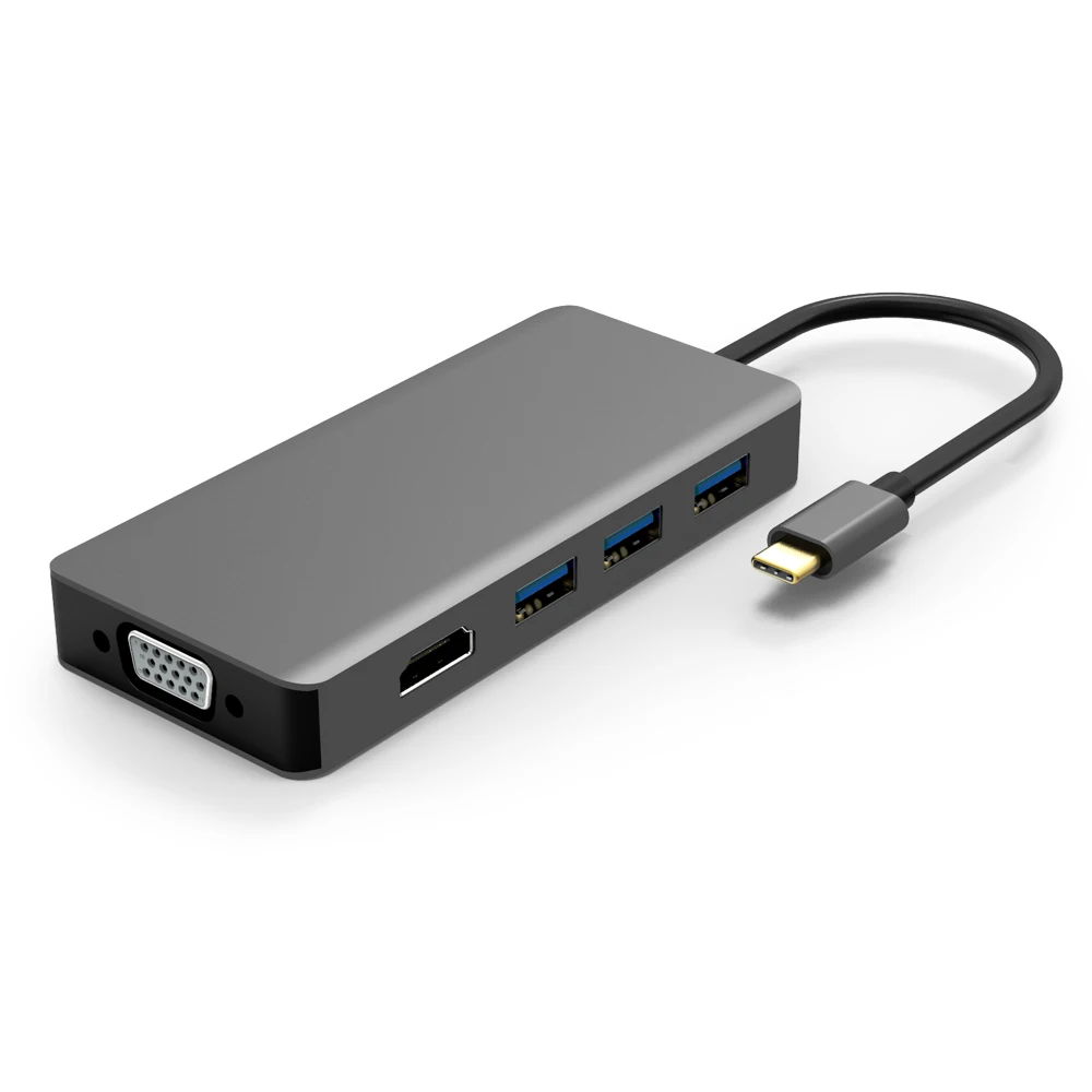Thunderbolt 3 док-станция usb-хаб type C к HDMI VGA USB 3,0+ SD TF карта конвертер для Apple Mac samsung S9 Macbook Pro USB C концентратор