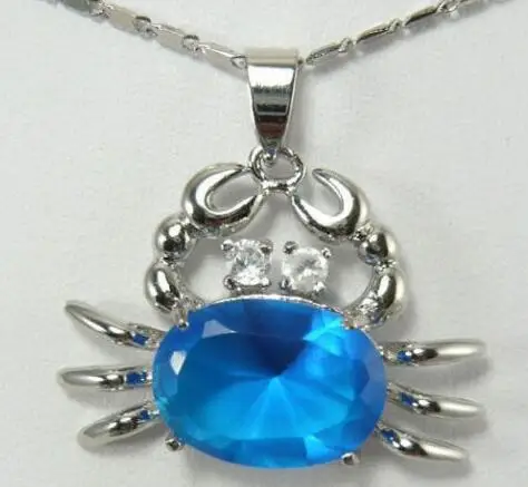 Милые ювелирные изделия Синий Циркон краб кулон ожерелье|necklace necklace|necklace bluenecklace